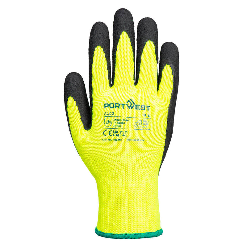 Chargez l'image dans la visionneuse de la galerie, A143 - Gant thermique Soft Grip, Jaune/Noir, vue de dos # Couleur_Jaune/Noir