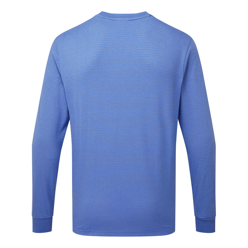 Chargez l'image dans la visionneuse de la galerie, AS22 - T-shirt manches longues antistatique ESD, Bleu Hamilton, vue de dos # Couleur_Bleu Hamilton