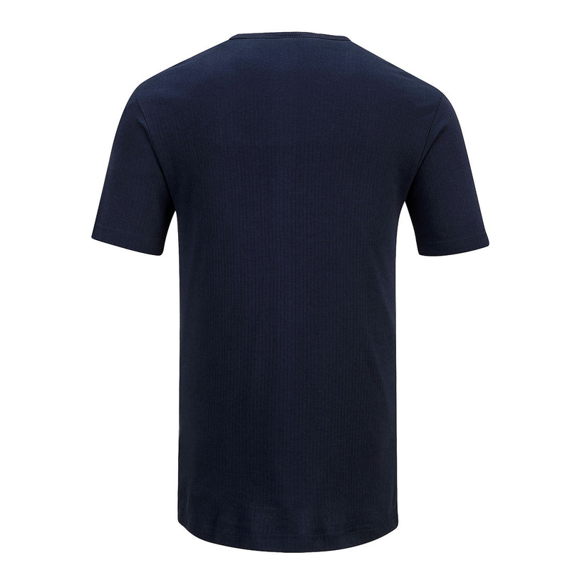 Chargez l'image dans la visionneuse de la galerie, B120 - T-shirt Thermique Manches courtes, Marine, vue de dos # Couleur_Marine