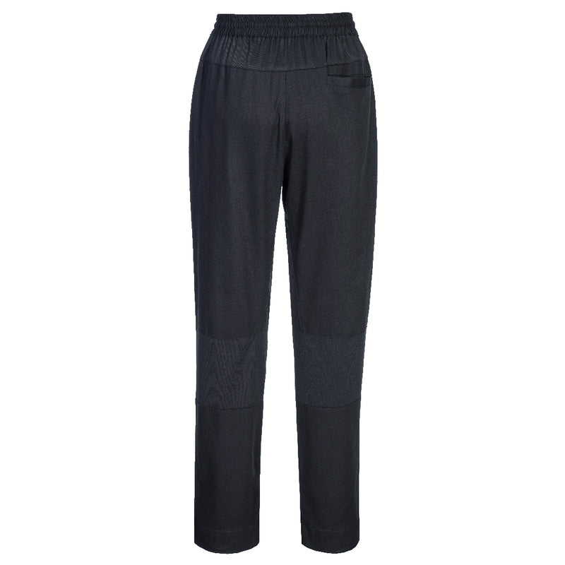 Chargez l'image dans la visionneuse de la galerie, C076 - Pantalon de cuisine coton maille aérée, Noir, vue de dos # Couleur_Noir