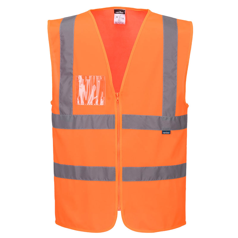 Chargez l'image dans la visionneuse de la galerie, C371 - Gilet Haute Visibilité Zippé Bandes Ceinture et Bretelles, Orange # Couleur_Orange