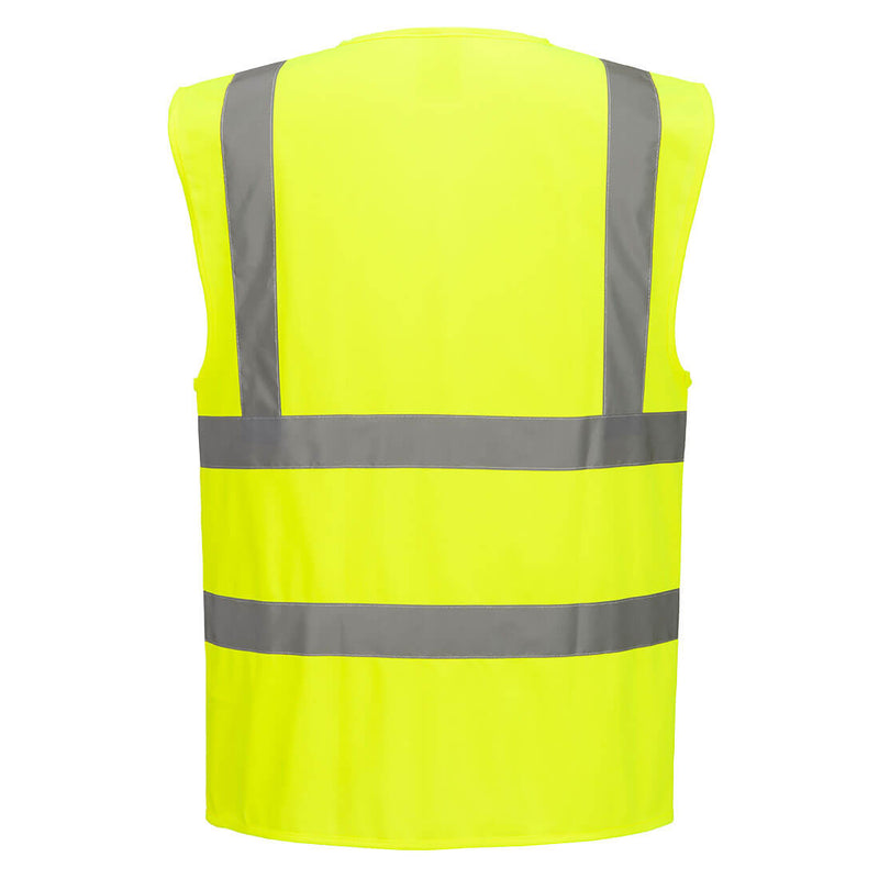 Chargez l'image dans la visionneuse de la galerie, C371 - Gilet Haute Visibilité Zippé Bandes Ceinture et Bretelles, Jaune, vue de dos # Couleur_Jaune
