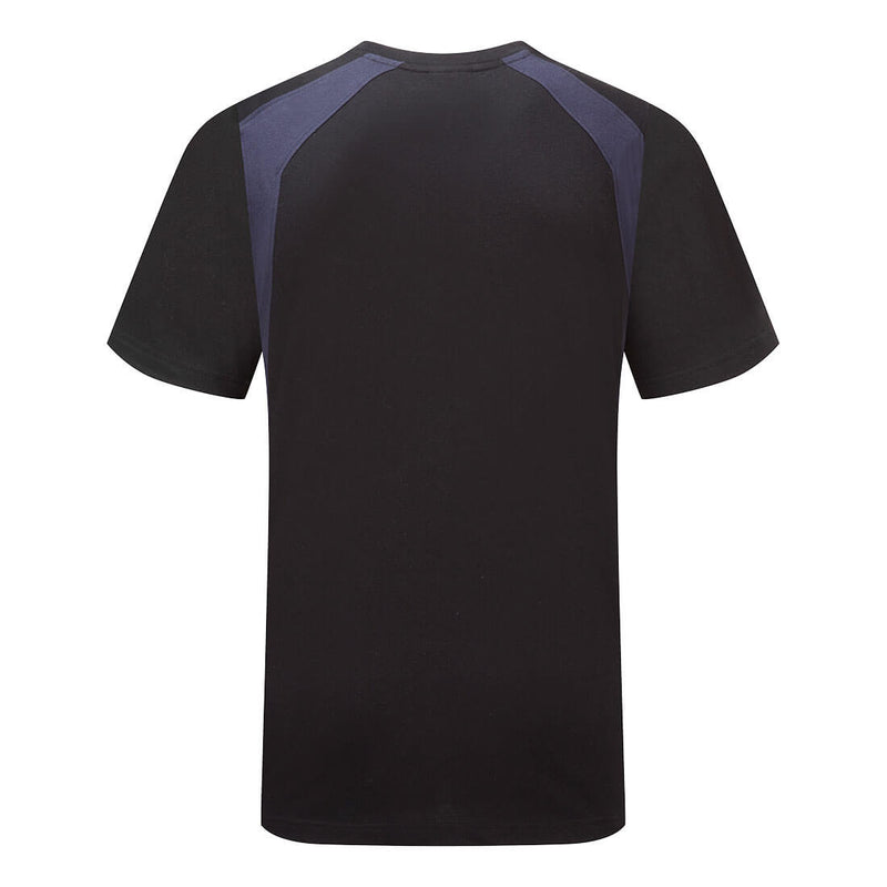 Chargez l'image dans la visionneuse de la galerie, CD811 - T-shirt coton léger WX2 manches courtes, Noir/Marine, vue de dos # Couleur_Noir/Marine