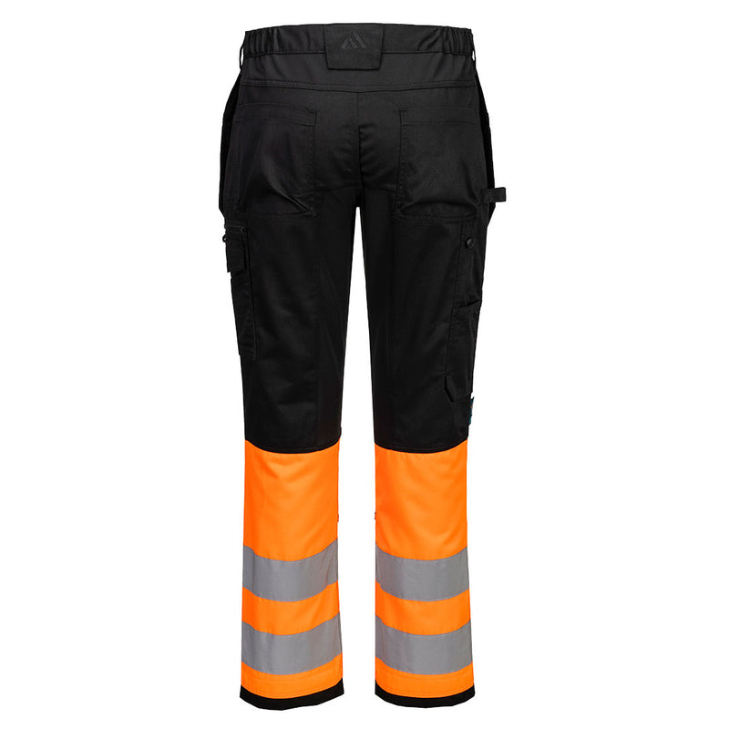 Chargez l'image dans la visionneuse de la galerie, CD858 - Pantalon HV WX2 Eco à poches holster Classe 1, Orange/Noir, vue de dos # Couleur_Orange/Noir