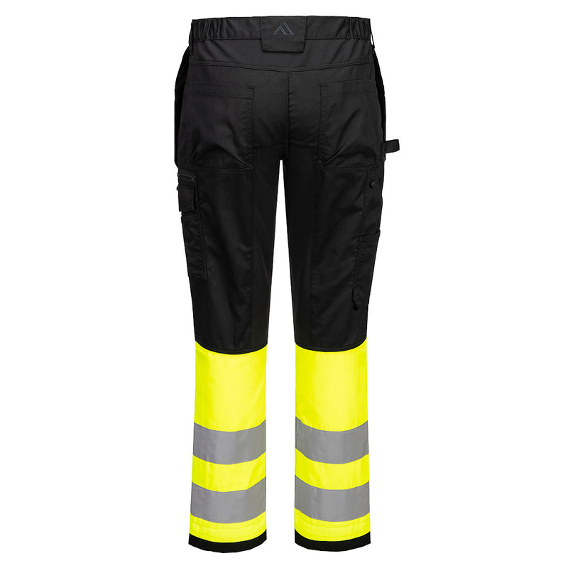 Chargez l'image dans la visionneuse de la galerie, CD858 - Pantalon HV WX2 Eco à poches holster Classe 1, Jaune/Noir, vue de dos # Couleur_Jaune/Noir