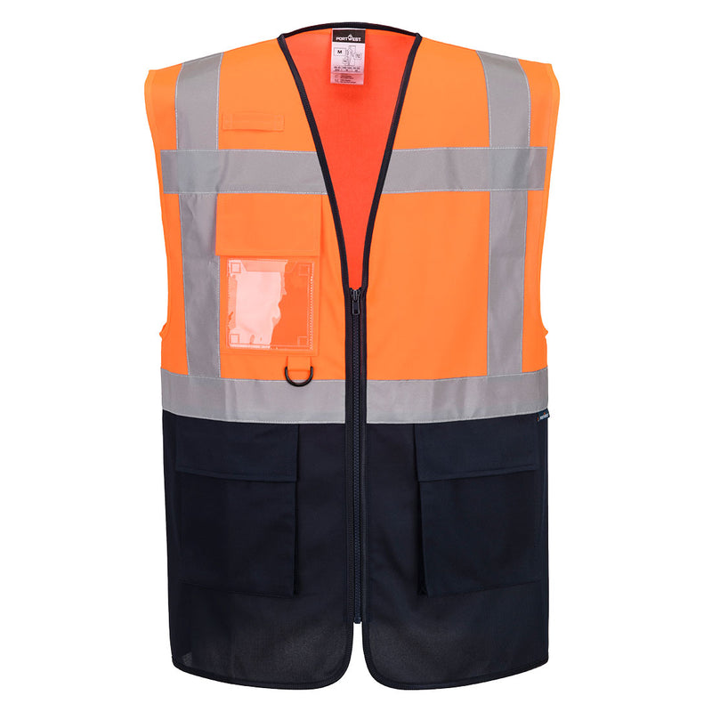 Chargez l'image dans la visionneuse de la galerie, ES076 - ES1 Essential Gilet Exécutif Contrasté Haute Visibilité, Orange/Marine # Couleur_Orange/Marine