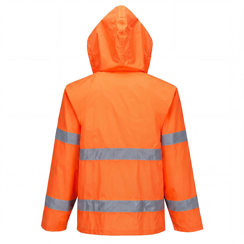 Chargez l'image dans la visionneuse de la galerie, ES440 - ES1 Essential Veste de Pluie Haute Visibilité, Orange, vue de dos # Couleur_Orange