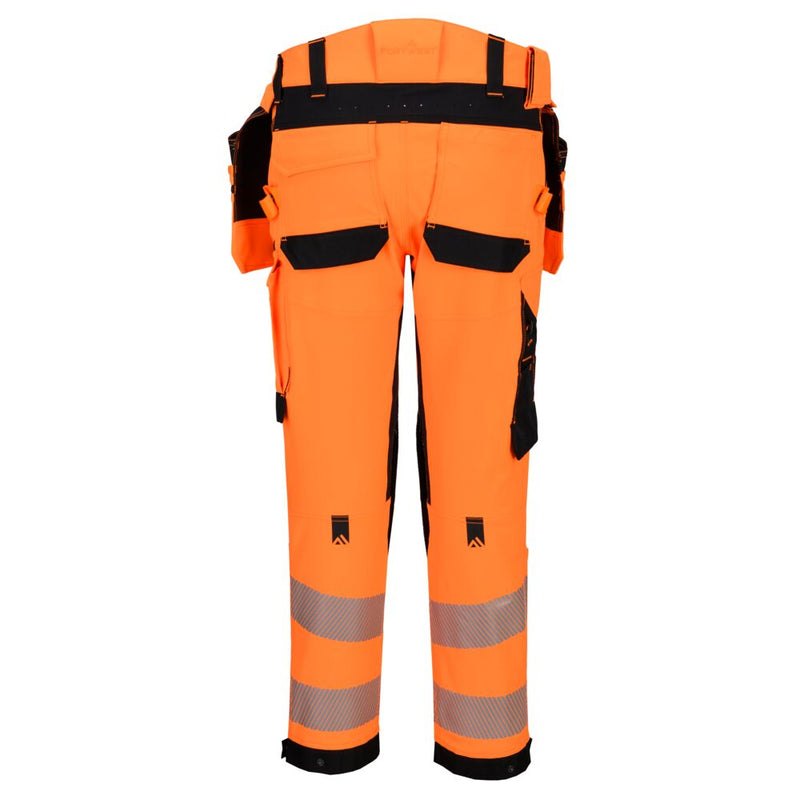 Chargez l'image dans la visionneuse de la galerie, EV448 - Pantalon stretch Poches flottantes EV4 Haute-Visibilité Classe 2, Orange/Noir petit, vue de dos # Couleur_Orange/Noir petit
