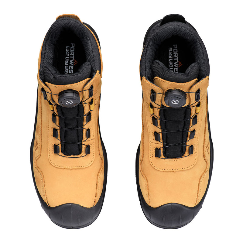 Chargez l'image dans la visionneuse de la galerie, FC39 - Chaussure haute nubuck S3 HRO SR FO SC, Blé, vue de dos # Couleur_Blé