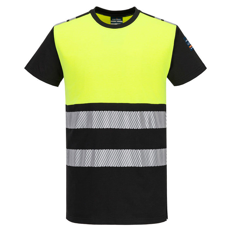 Chargez l'image dans la visionneuse de la galerie, FR775 - T-shirt mc PW3 Modaflame Knit HV Classe 1 FR, Jaune/Noir # Couleur_Jaune/Noir