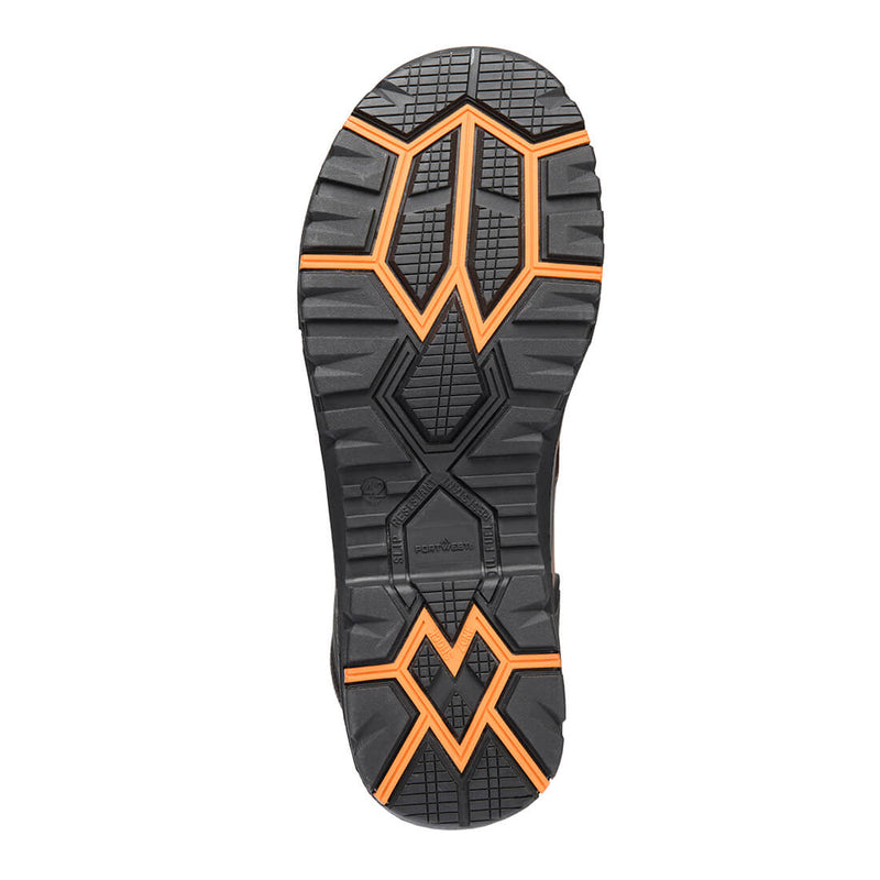 Chargez l'image dans la visionneuse de la galerie, FT30 - Chaussure haute cuir embout acier S3 SC HRO HI CI LG SR, Marron/Orange, vue de dos # Couleur_Marron/Orange