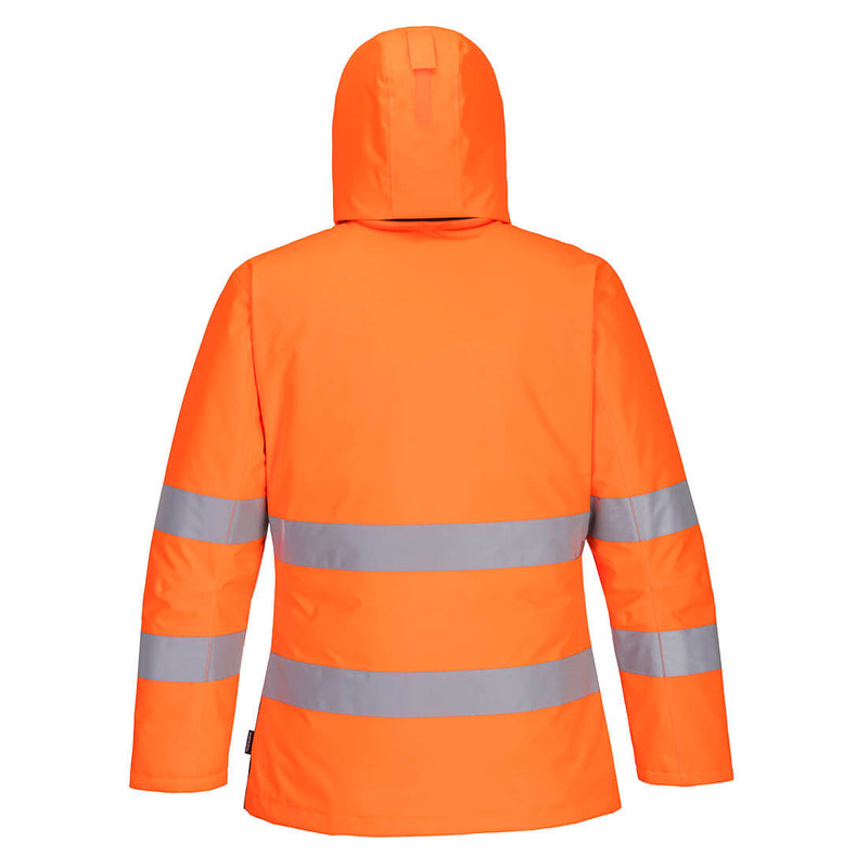 Chargez l'image dans la visionneuse de la galerie, PW261 - Parka d'hiver haute visibilité PW2, Orange/Noir, vue de dos # Couleur_Orange/Noir