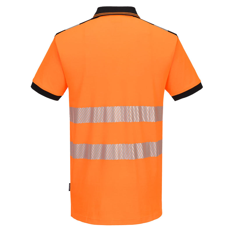 Chargez l'image dans la visionneuse de la galerie, PW317 - Polo Haute Visibilité PW3 Cotton Comfort Manches Courtes, Orange/Noir, vue de dos # Couleur_Orange/Noir