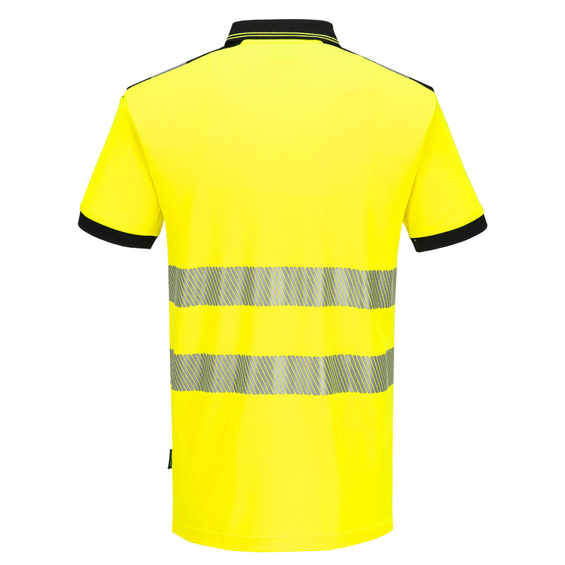 Chargez l'image dans la visionneuse de la galerie, PW317 - Polo Haute Visibilité PW3 Cotton Comfort Manches Courtes, Jaune/Noir, vue de dos # Couleur_Jaune/Noir
