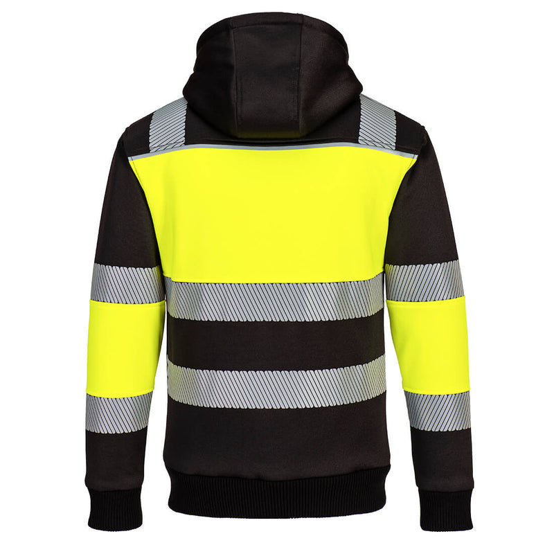 Chargez l'image dans la visionneuse de la galerie, PW377 - Sweat à capuche d'hiver zippé PW3 Class 1, Jaune/Noir, vue de dos # Couleur_Jaune/Noir
