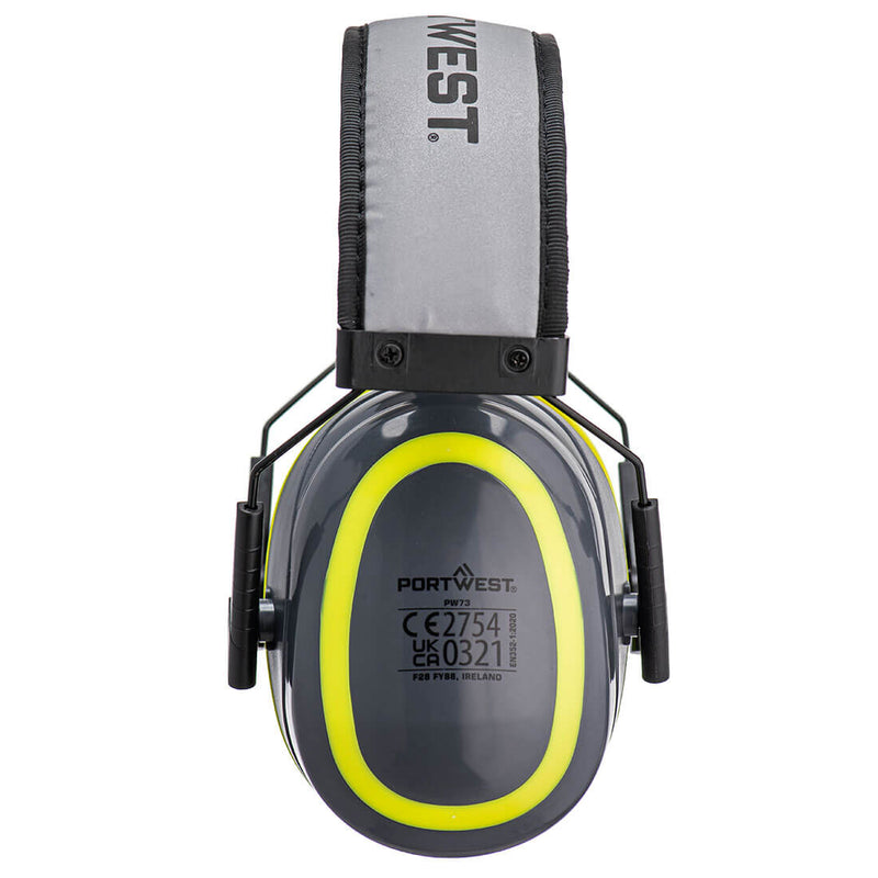 Chargez l'image dans la visionneuse de la galerie, PW73 - Casque anti-bruit HV Extreme, Gris/Jaune, vue de dos # Couleur_Gris/Jaune