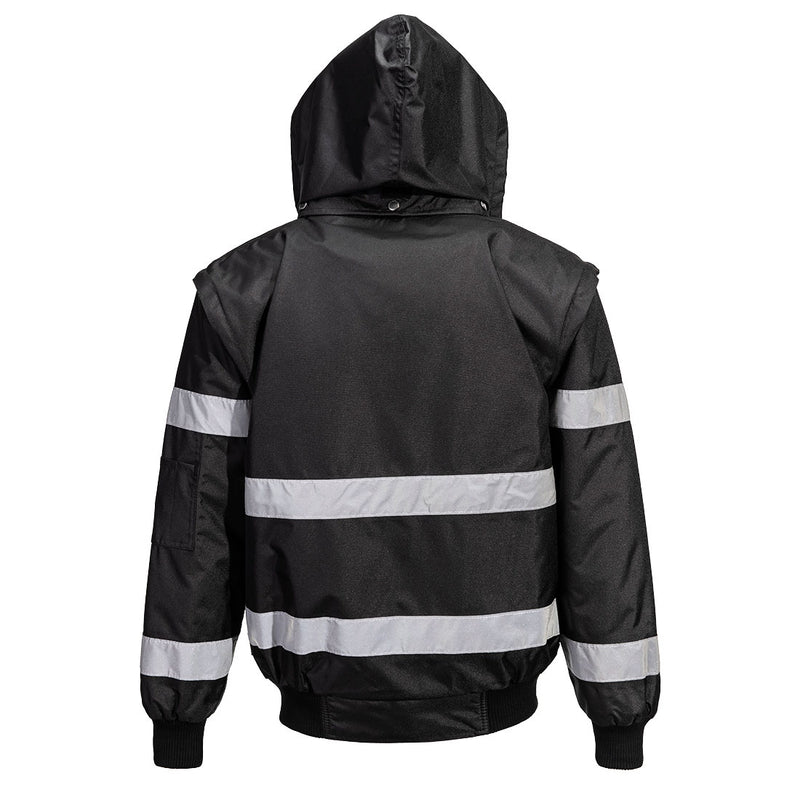 Chargez l'image dans la visionneuse de la galerie, S435 - Blouson Bomber Iona 4-en-1, Noir, vue de dos # Couleur_Noir