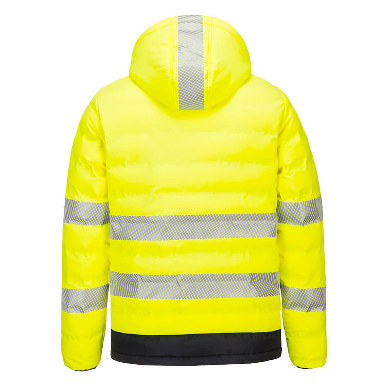 Chargez l'image dans la visionneuse de la galerie, S548 - Doudoune chauffante HV avec capuche, Jaune/Noir, vue de dos # Couleur_Jaune/Noir