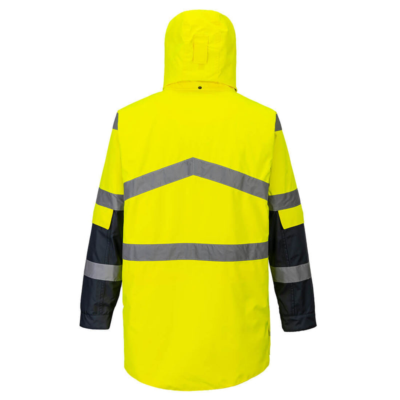 Chargez l'image dans la visionneuse de la galerie, S760 - Parka Bicolore Respirant Hi-Vis, Jaune/Marine, vue de dos # Couleur_Jaune/Marine