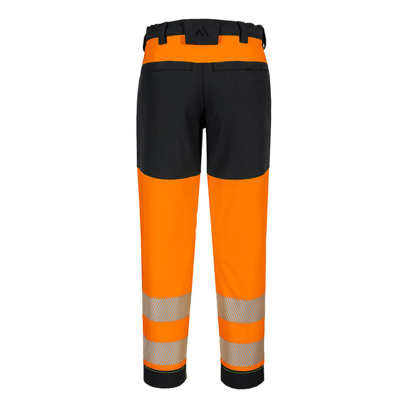 Chargez l'image dans la visionneuse de la galerie, T141-Pantalon stretch HV pour femme PW3, Orange/Noir, vue de dos # Couleur_Orange/Noir
