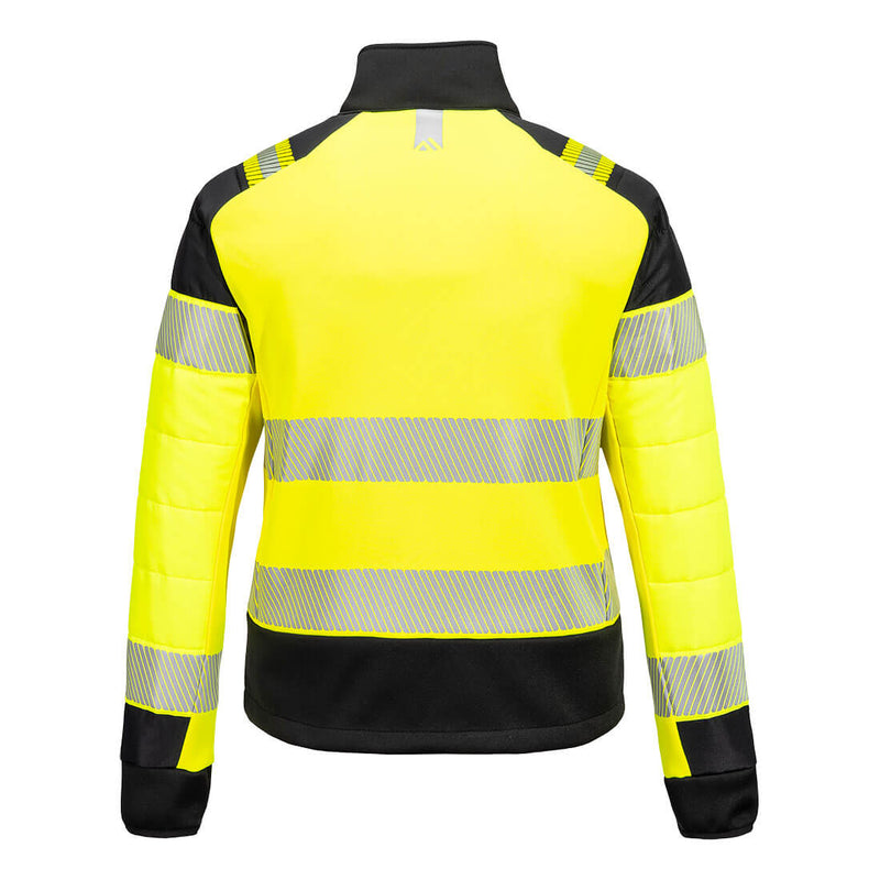 Chargez l'image dans la visionneuse de la galerie, T171-Veste Baffle hybride HV pour femme PW3, Jaune/Noir, vue de dos # Couleur_Jaune/Noir