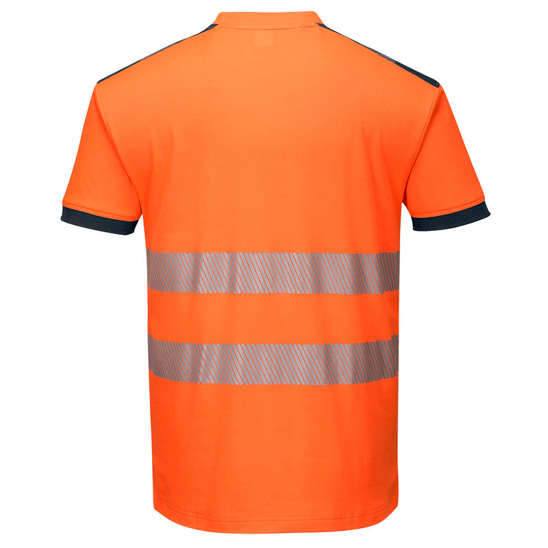 Chargez l'image dans la visionneuse de la galerie, T181 - T-Shirt HV PW3, Orange/Marine, vue de dos # Couleur_Orange/Marine