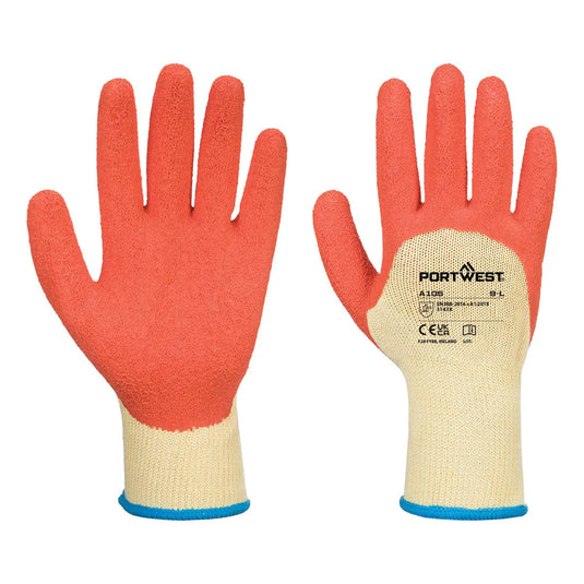 Gant A105 Extra Grip Portwest jaune avec enduction latex crêpée pour adhérence maximale