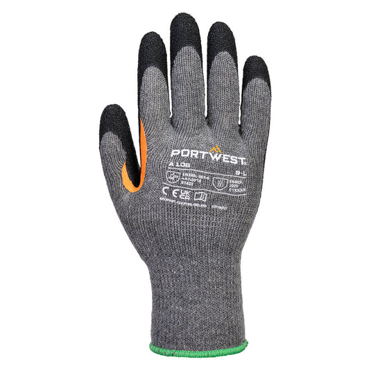 A106 - Gant Grip 10 latex renfort pouce, Gris/Noir, vue de dos 