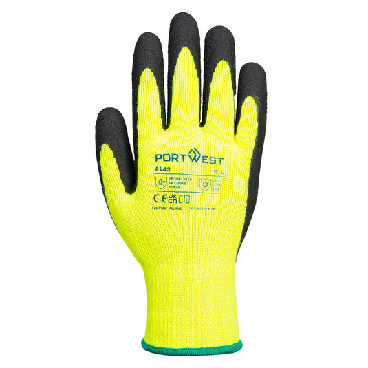 A143 - Gant thermique Soft Grip, Jaune/Noir, vue de dos 