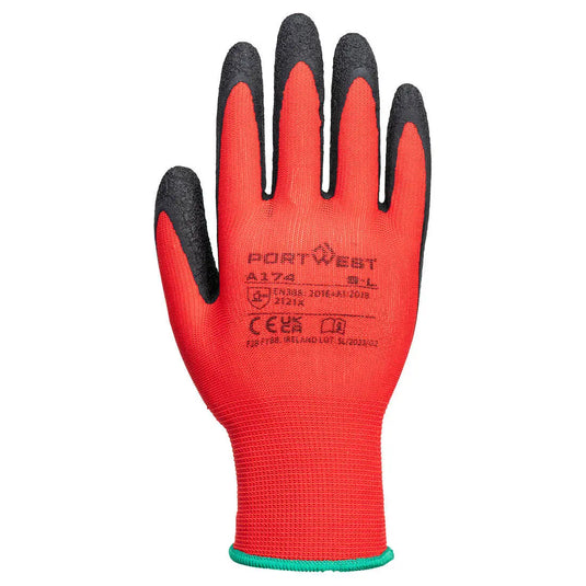 Gants Latex AB174 Portwest - adhérence professionnelle rouge et noir