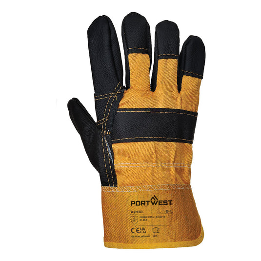 A200 - Gant Docker Cuir ameublement, Jaune, vue de dos 