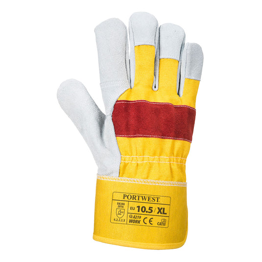 A219 - Gant Docker Chrome Classique, Jaune/Rouge, vue de dos 
