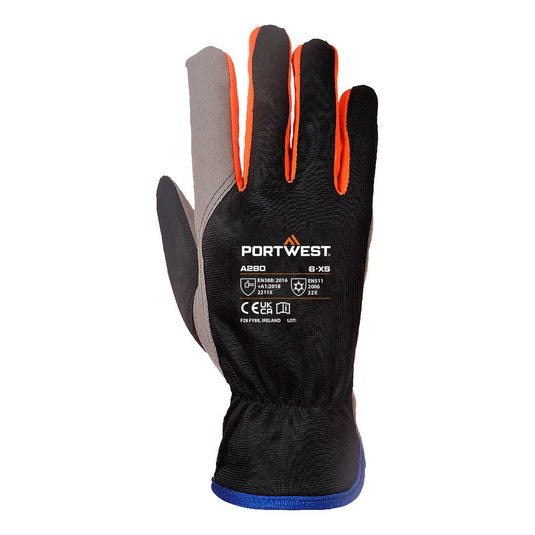 A280 - Gant Wintershield, Noir/Orange, vue de dos 