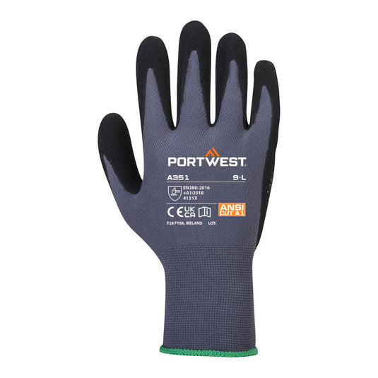 A351 - Gant DermiFlex Plus, Gris/Noir, vue de dos 