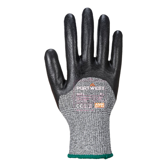 A621 - Gant Mousse nitrile anticoupure, enduit 3/4, Noir, vue de dos 