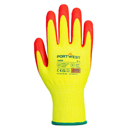 A626 - Gant nitrile Vis-Tex Winter Cut D13, Jaune/Rouge, vue de dos 