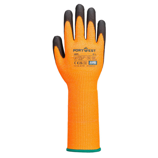 A631 - Gant Vis-Tex Cut à manchette longue, Orange/Noir, vue de dos 