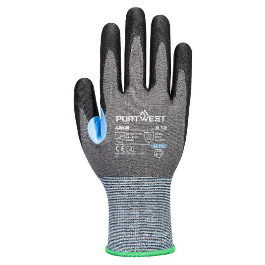 A649 - Gant anti-coupures CS D21 PU, Gris/Noir, vue de dos 