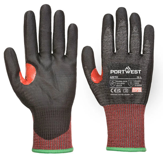 Gant anti-coupure niveau F polyuréthane A670K8RL - protection thermique 100°C