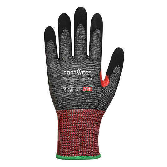 A672 - Gant CS anti coupure F Mousse Nitrile F13, Noir, vue de dos 