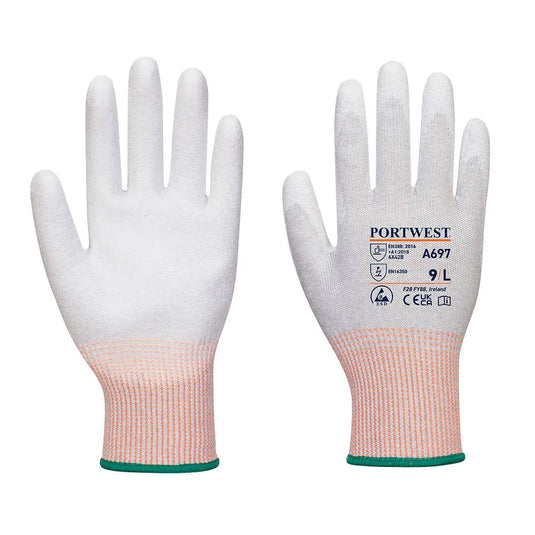Gant antistatique ESD polyuréthane A697G6RL - protection électronique précision