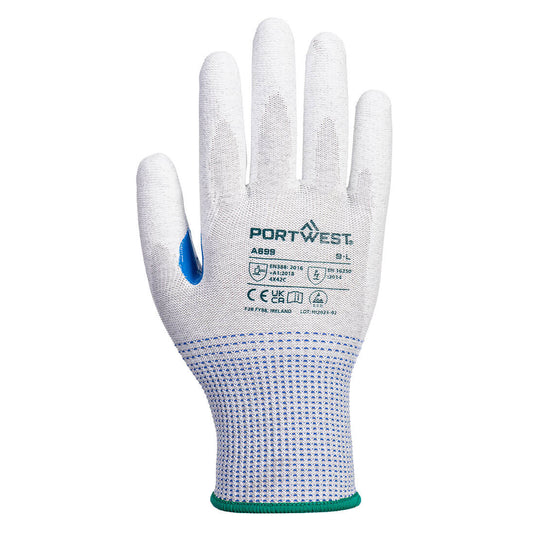 A699 - Gant paume enduite PU ESD - Paquet de 12, Gris/Blanc, vue de dos 