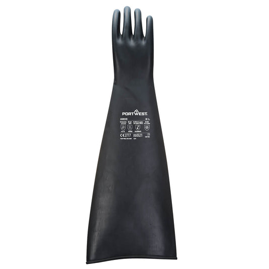 A803 - Gant Caooutchouc Latex Lourd 60 cm, Noir, vue de dos 