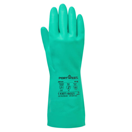 A810 - Gant Nitrosafe chimique, Vert, vue de dos 