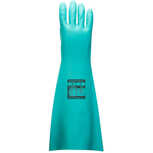 A813 - Gant Nitrile Extra-Long, Vert, vue de dos 