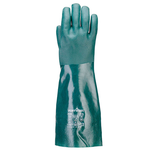 A845 - Gant PVC 45cm double trempage, Vert, vue de dos 