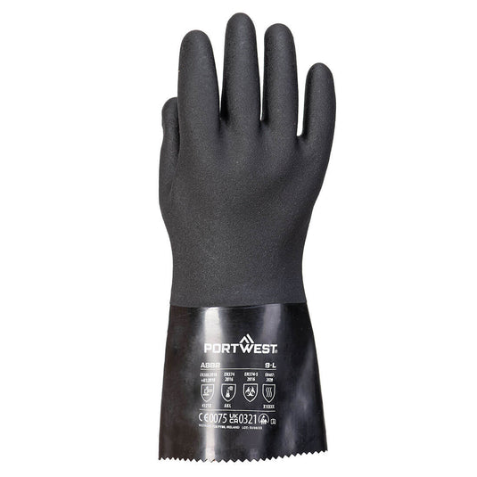 A882 - Gant Chimie PVC ESD, Noir, vue de dos 