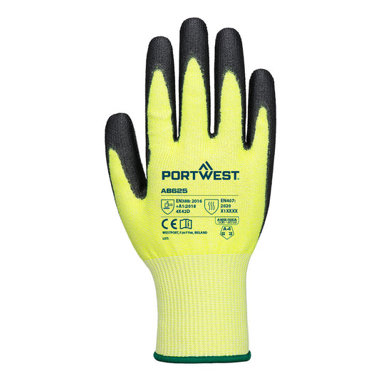 AB625 - Gant coupure D13 PU Essential (12 paires), Jaune/Noir, vue de dos 