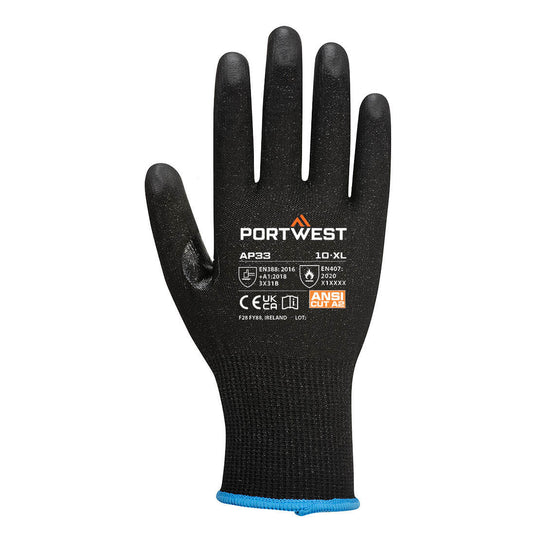 AP33 - LR15 GANT à écran tactile PU (12 paires), Noir, vue de dos 