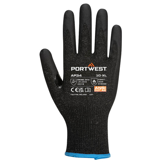 AP34 - LR15 GANT à écran tactile Mousse de nitrile PK12, Noir, vue de dos 